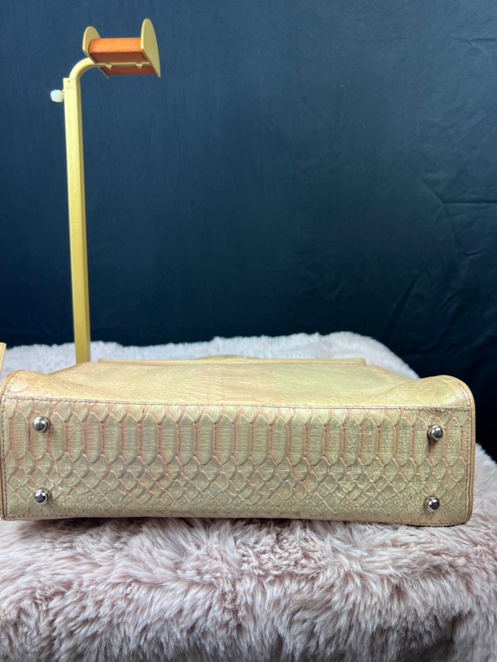 BRAHMIN Vintage Python Embossed Leather Classic Satchel - Silver Hardware - Picture 6 of 17